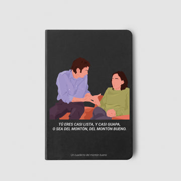 Cuaderno A5 Emilio y Belén “montón bueno” con marcapáginas de regalo